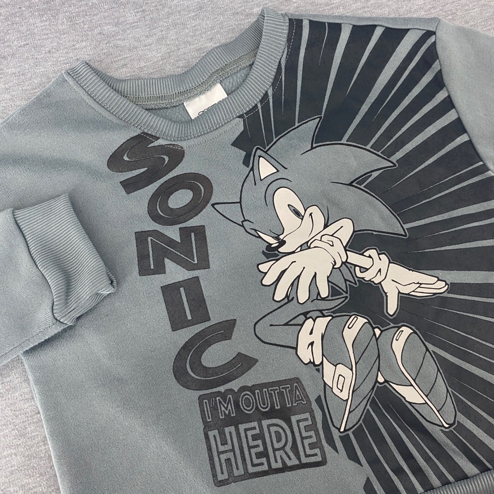 Sonic The Hedgehog Boys‎ Pullover Sweatshirt Gray Cartoon Sega Size 3T